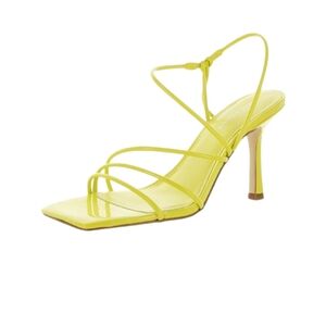 Marc Fisher Womens Dareta Heeled Sandal Square ToeSlip On Strappy Yellow Size 6